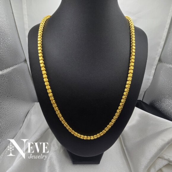 14k Gold Over Sterling Silver 925 Special Cut Chain Necklace